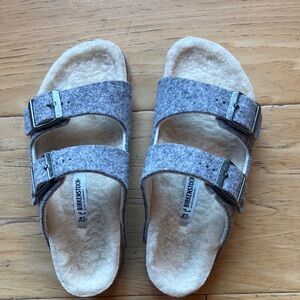Birkenstock Wool Sandals with Gray Straps
